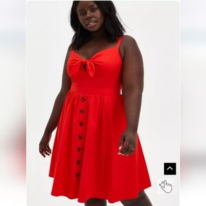 Torrid Mini Poplin Tie Front Dress in Fiery Red Size 1X
